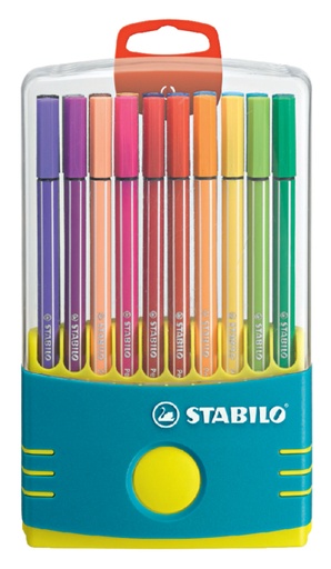 [633219] Viltstift  STABILO Pen 68/20 ColorParade in antraciet/turquoise etui medium assorti etui  à 20 stuks