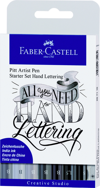 Tekenstift Faber-Castell Pitt Artist handlettering startset etui à 8 stuks