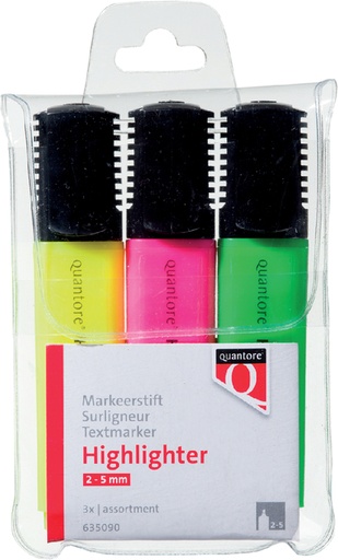 [635090] Surligneur Quantore assorti étui 3 couleurs