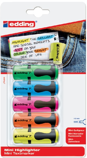 [960050] Markeerstift edding 7 mini 1-3mm assorti blister à 5 stuks