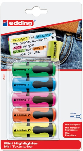 [960050] Markeerstift edding 7 mini 1-3mm assorti blister à 5 stuks