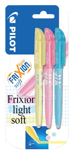 [635446] Surligneur PILOT FriXion Soft pastel assorti blister 3 pièces