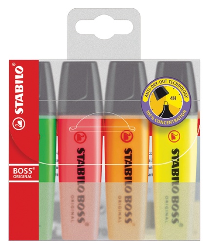 [635019] Markeerstift STABILO BOSS Original 70/4 assorti etui à 4 stuks