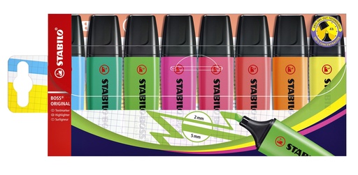 [635017] Surligneur STABILO BOSS Orignal 70/8 assorti 8 pièces