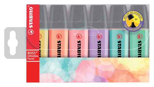 [634992] Markeerstift STABILO BOSS Original 70/6 pastel assorti etui à 6 stuks