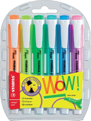 [635277] Surligneur STABILO Swing Cool 275/6 assorti 6 pièces