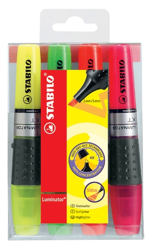 [635054] Markeerstift STABILO Luminator XT assorti 71/4 assorti etui à 4 stuks