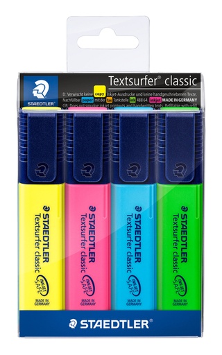 [635239] Surligneur Staedtler Textsurfer 364 assorti 4 pièces