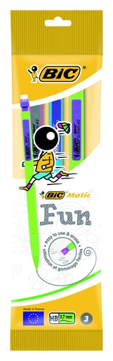 [712202] Portemine BIC Matic Fun HB 0,7mm blister 3 pièces