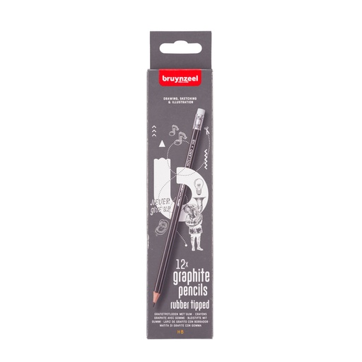 [640121] Potlood Bruynzeel Teens HB met gum 12 stuks
