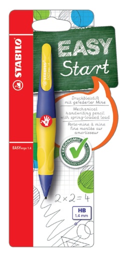 [712298] Vulpotlood STABILO Easyergo HB 1.4mm rechtshandig paars/neon geel blister à 1 stuk