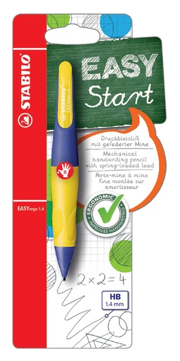 [712298] Vulpotlood STABILO Easyergo HB 1.4mm rechtshandig paars/neon geel blister à 1 stuk
