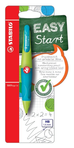 [712300] Vulpotlood STABILO Easyergo HB 1.4mm rechtshandig limoen/aquamarine blister à 1 stuk