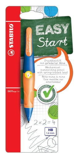 [712297] Vulpotlood STABILO Easyergo HB 1.4mm linkshandig ultramarine/neon oranje blister à 1 stuk