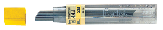Potloodstift Pentel 2B 0.9mm zwart koker à 12 stuks