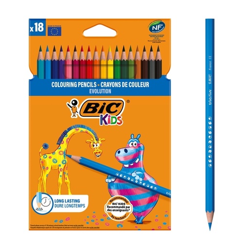 [640417] Crayon de couleur BIC Kids Evolution ECOlutions blister 18 couleurs