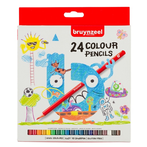 [640056] Crayon de couleur Bruynzeel Kids blister 24 pièces assorti