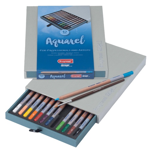 [640023] Crayon aquarelle Bruynzeel Design boîte luxeuse 12 couleurs