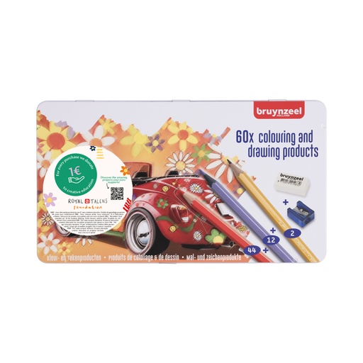 [640431] Crayon de couleur Bruynzeel Super Sixties Coccinelle boîte 60 pièces assorti