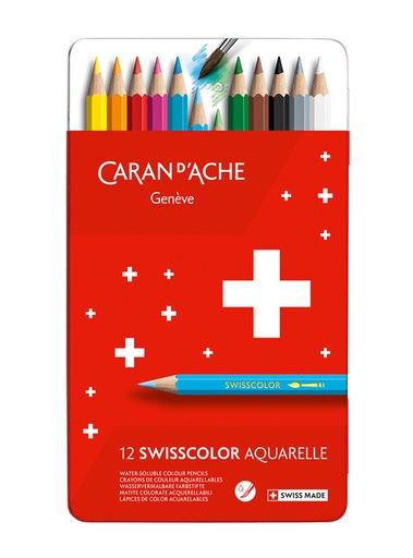 [710412] Crayon de couleur Caran d’Ache Swisscolor Aquarel 12 pièces assorti