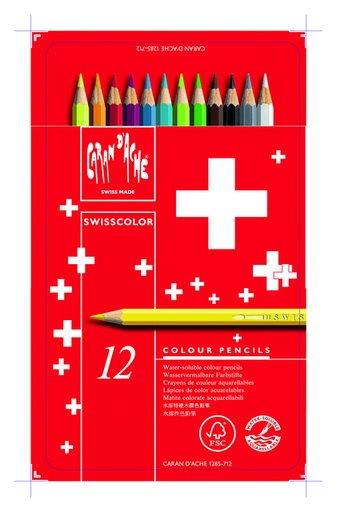 [710412] Kleurpotloden Caran d'Ache Swisscolor aquarel 12stuks ass.