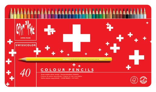 [710431] Crayon de couleur Caran d’Ache Swisscolor Aquarel 40 pièces assorti