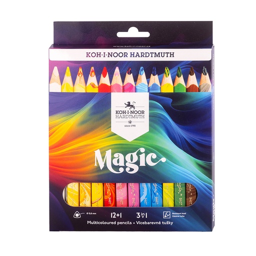 [640053] Crayon de couleur Koh-I-Noor Jumbo Magic boîte 13 couleurs