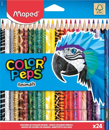 [640453] Kleurpotlood Maped Color'Peps Animals set à 24 kleuren
