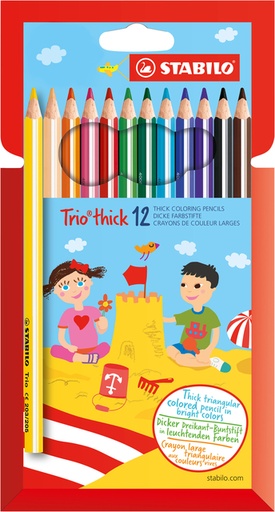 [640003] Kleurpotloden STABILO 203 Trio dik assorti kartonnen etui à 12 stuks