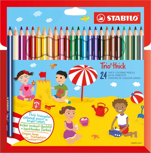 [640002] Crayon de couleur STABILO 203 Trio thick assorti blister 24 pièces