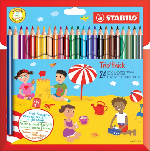 [640002] Kleurpotloden STABILO 203 Trio dik assorti blister à 24 stuks