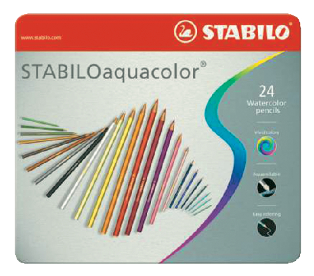 Crayon de couleur STABILO 1624 Aquacolor assorti boîte 24 pièces