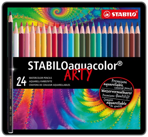 [640016] Kleurpotloden STABILO 1624 aquacolor assorti blik à 24 stuks