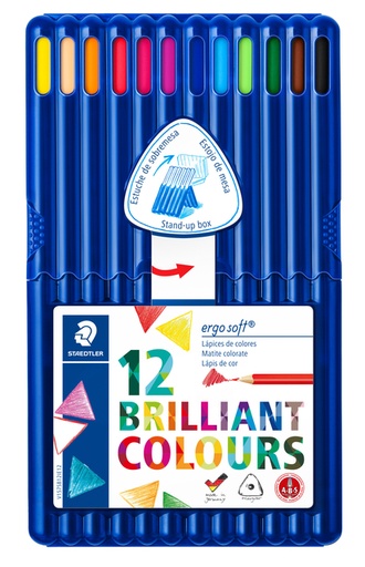 [640420] Crayons de couleur Staedtler Ergosoft triangulaire 12 pièces assorti
