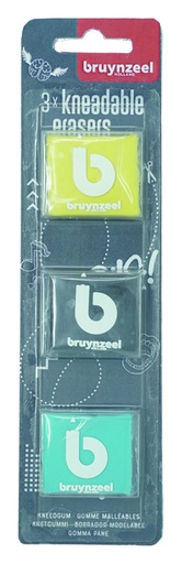 [721503] Gomme mie de pain Bruynzeel Teens blister 3 pièces assorti