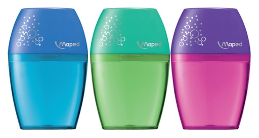 [340208] Taille-crayon Maped Shaker 1 trou présentoir 25 pièces assorti