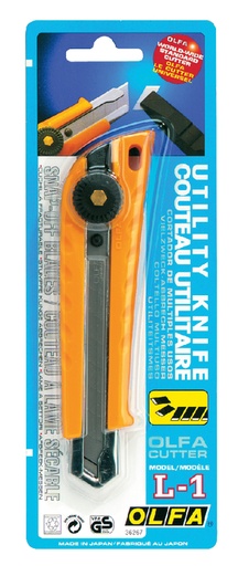 [722146] Snijmes Olfa L1 18mm met metalen houder geel blister à 1 stuk