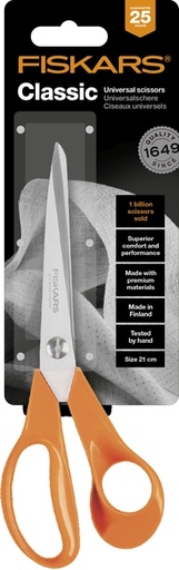 [337091] Schaar Fiskars Classic universeel 21cm oranje