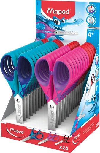 [337073] Ciseaux Maped Essentials Soft 13cm présentoir 24 pièces assorti