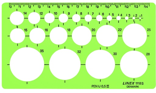 [731102] Gabarit de Cercles Linex 22 1-35mm Plots anti-tache vert