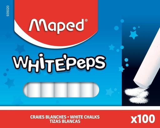 [142394] Craie tableau noir Maped White'Peps boîte 100 pièces blanc