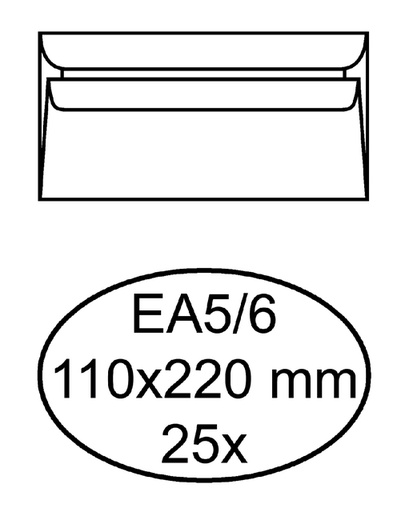 [158126] Enveloppe Quantore EA5/6 110x220mm autocollante blanc 25 pièces
