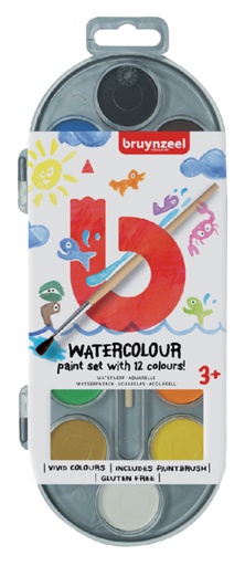 [640619] Peinture à l'eau Bruynzeel Kids set 12 pastilles assorti
