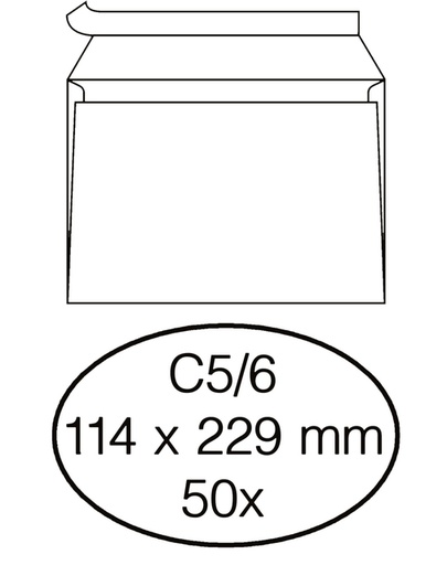 [158159] Envelop Quantore bank C5/6 114x229mm zelfklevend wit 50 stuks
