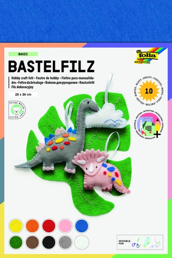 [580032] Feutrine Folia 20x30cm 150g couleurs assorties 10 feuilles