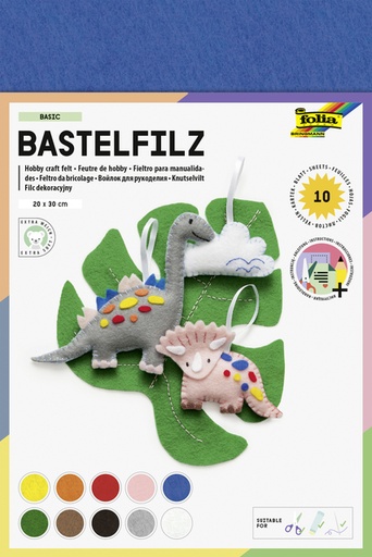 [580032] Feutrine Folia 20x30cm 150g couleurs assorties 10 feuilles