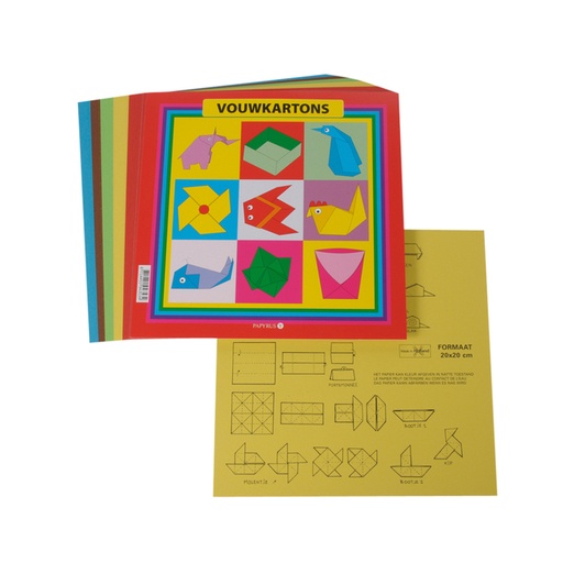 [141898] Carton à plier carré 20x20cm 105g assorti 40 feuilles