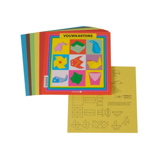 [141899] Carton à plier carré 16x16cm 105g assorti 40 feuilles