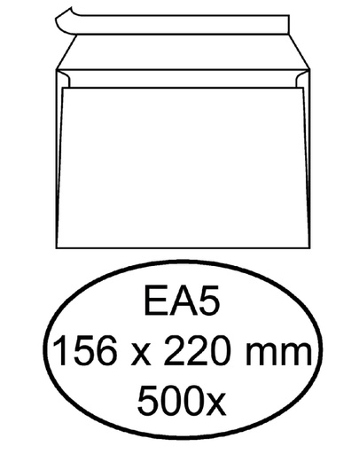[180050] Enveloppe Hermes EA5 156x220mm autocollante blanc 500 pièces