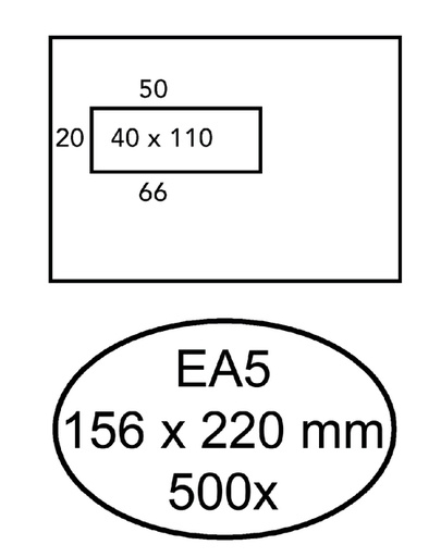 [180532] Enveloppe Quantore 156x220mm fenêtre gauche 4x11cm autocollante 500 pièces